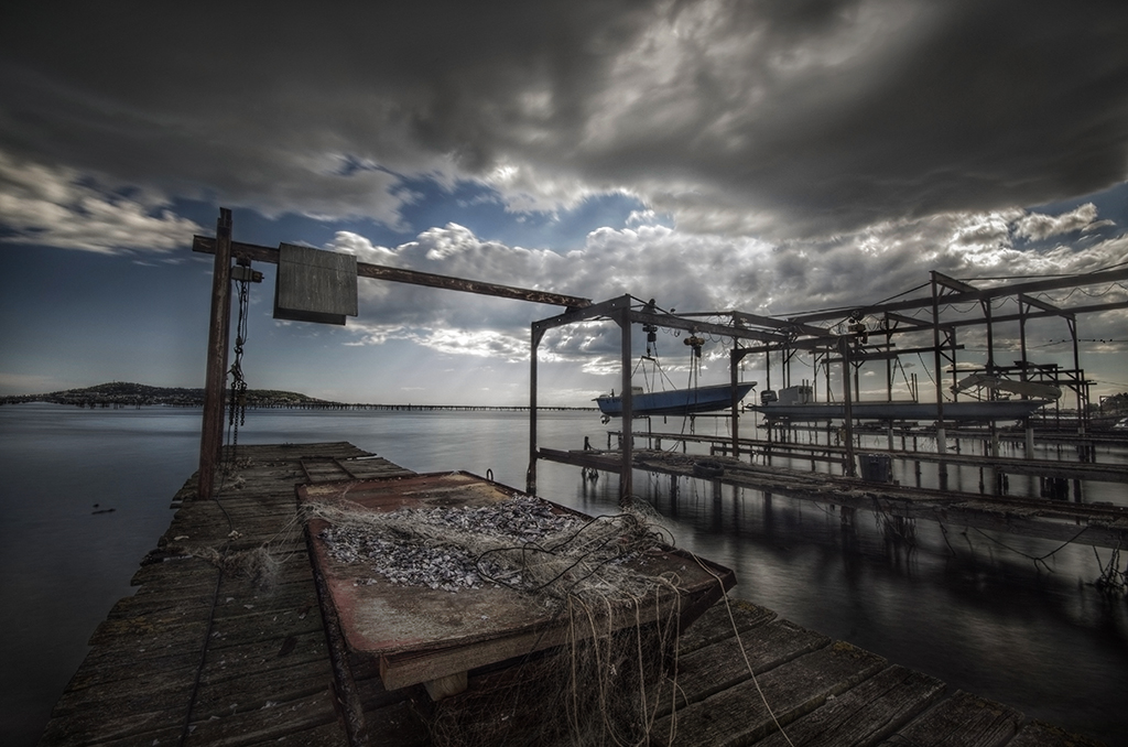 André Alessio, Photographe Montpellier, Graphylight, Bateaux, Ciel, Etang, Pose longue