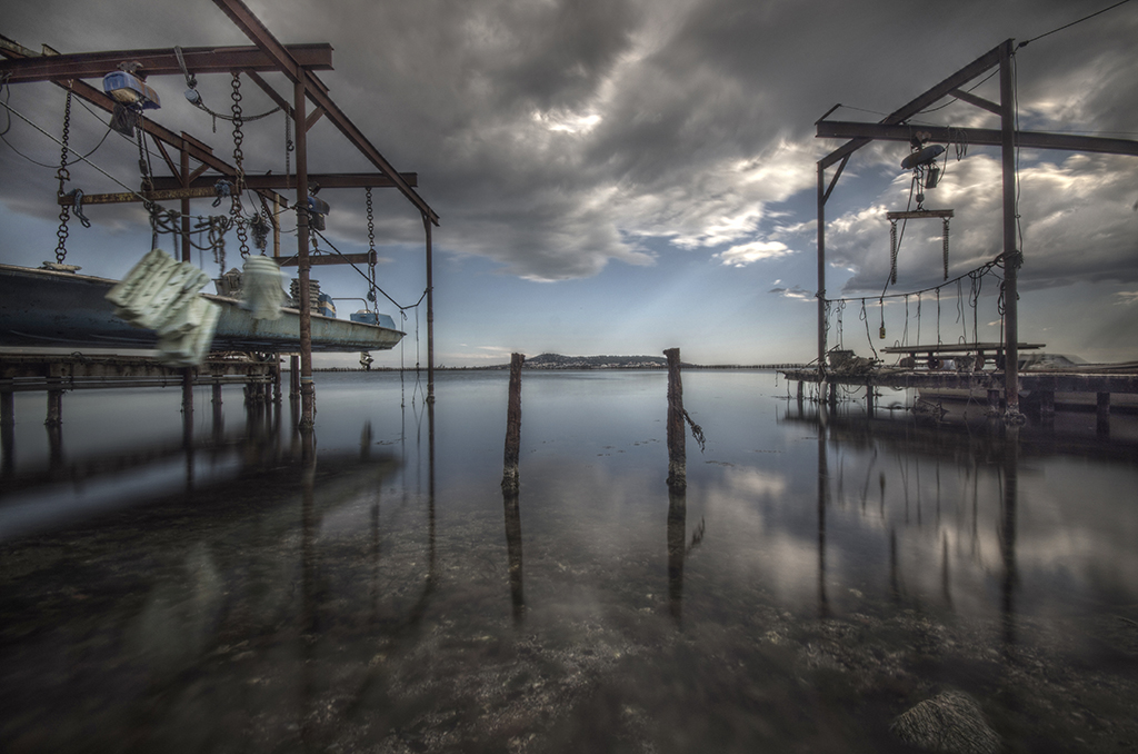 Bateaux, Ciel, Etang, Pose longue, André Alessio, Photographe Montpellier, Graphylight