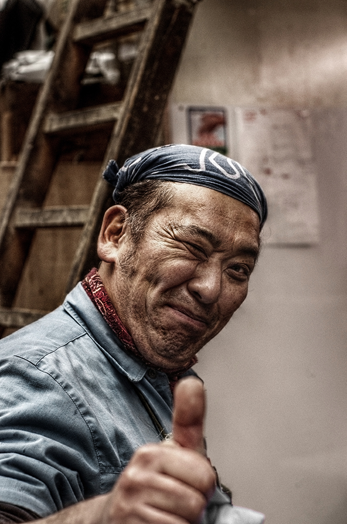 Portrait, Old Man, Tsukiji, Japon, Hat