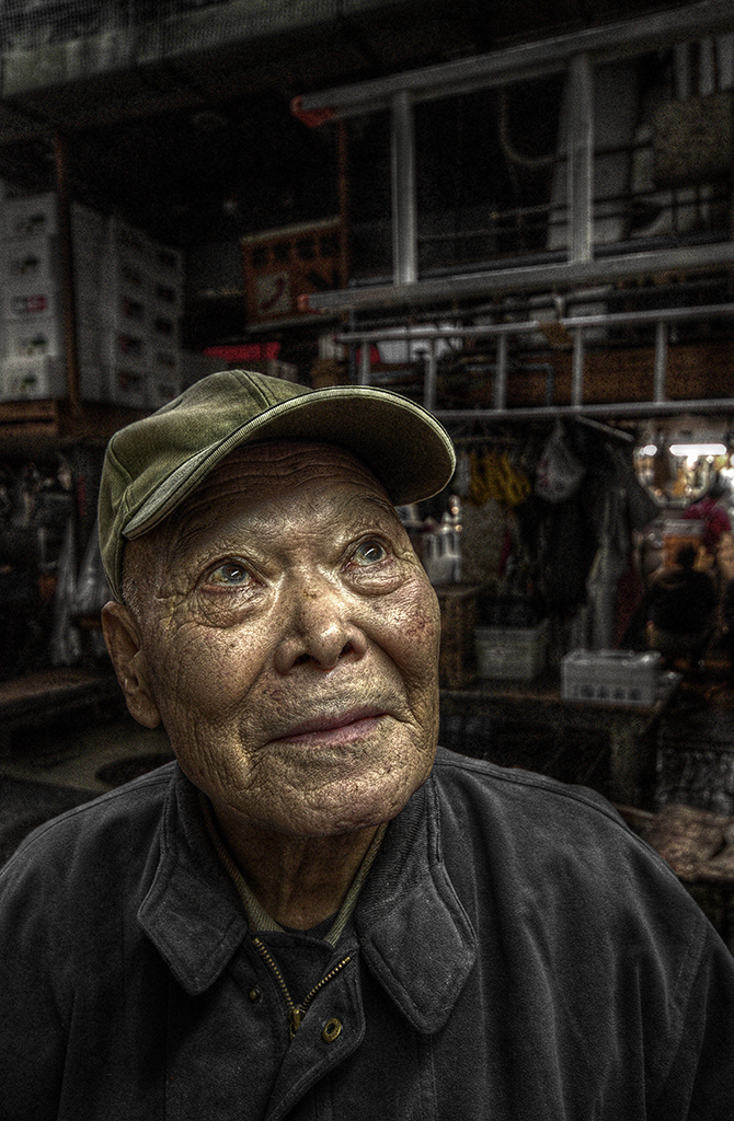 Portrait, Old Man, Tsukiji, Japon, Hat