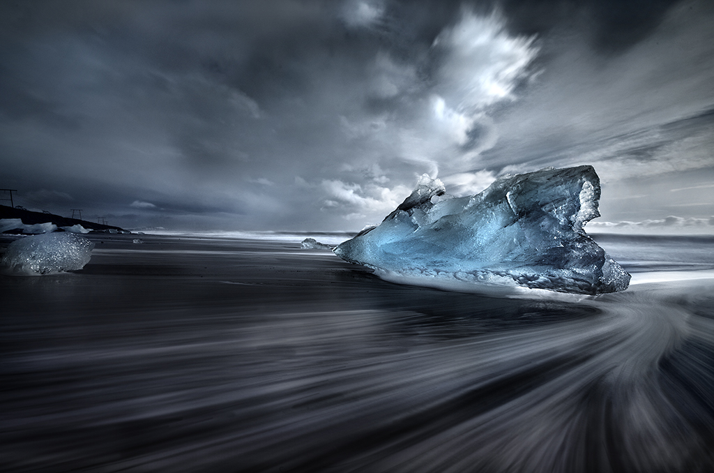 André Alessio, Graphylight, Jokulsarlon, Iceland, Iceberg, Sand, Long Exposure, Sea, ARTFreelance