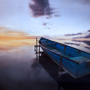 Bateau, Barque, Soleil couchant, Étang, Nuages, Pose longue, Pond, Boat, Clouds, Long exposure, Boats at sunset