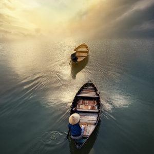 André Alessio, Graphylight, Hoi An, Vietnam, Boats, Sunset, Clouds